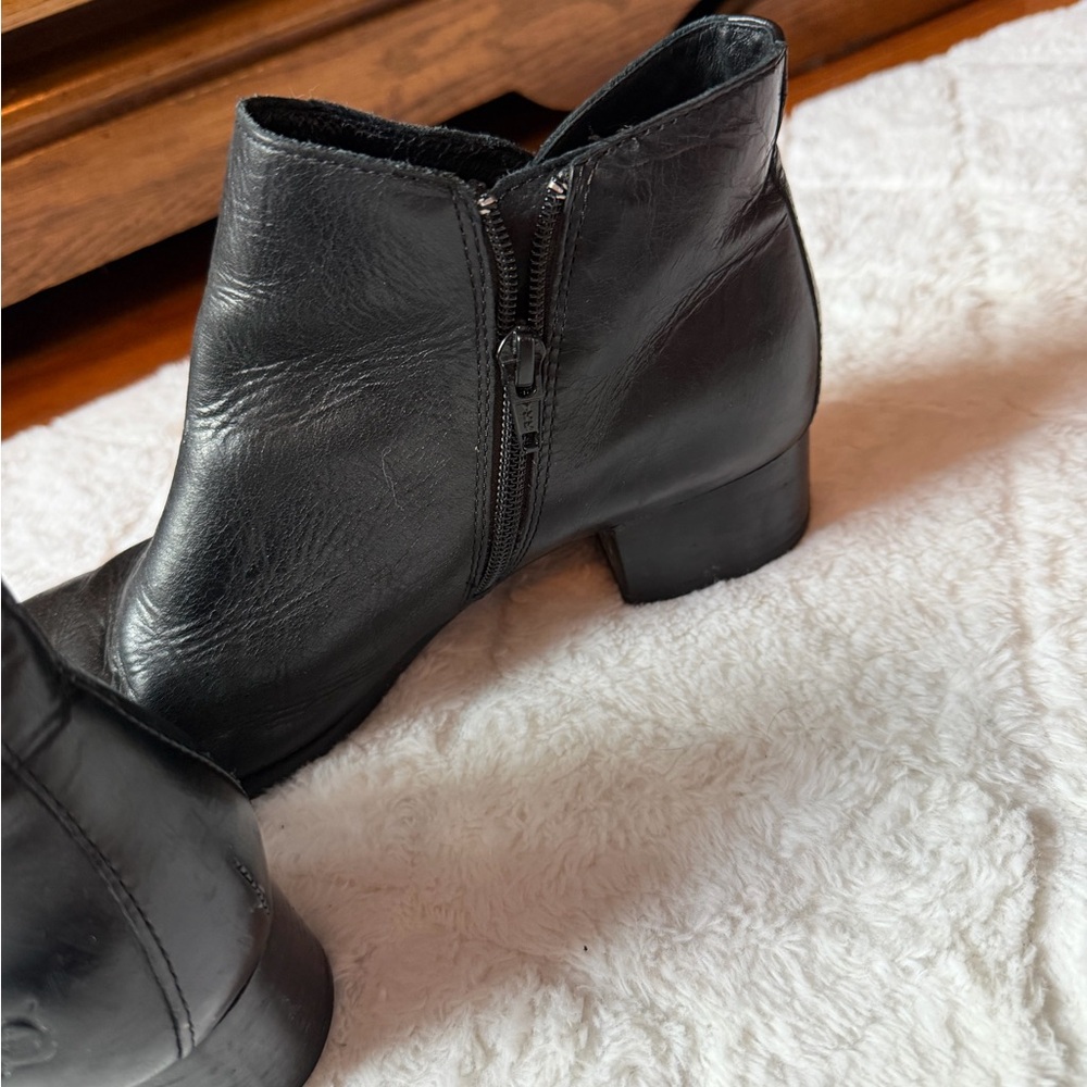 Born Women's Black Leather Ankle Bootie with Buckle - Picture 3 of 5